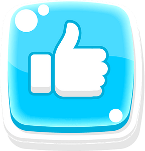 Rounded blue thumbs up like button