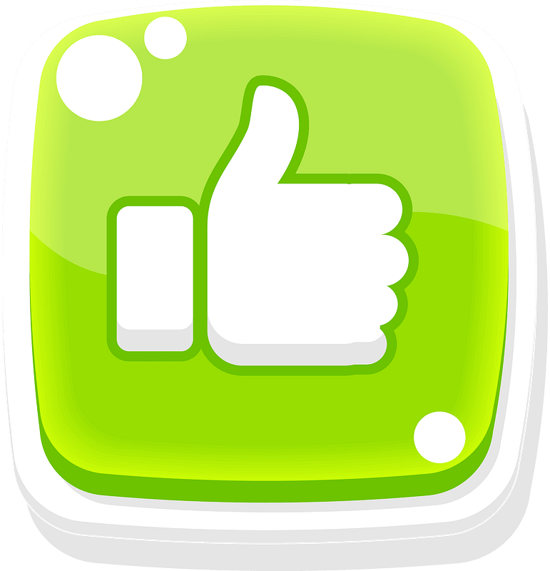 Rounded green thumbs up like button