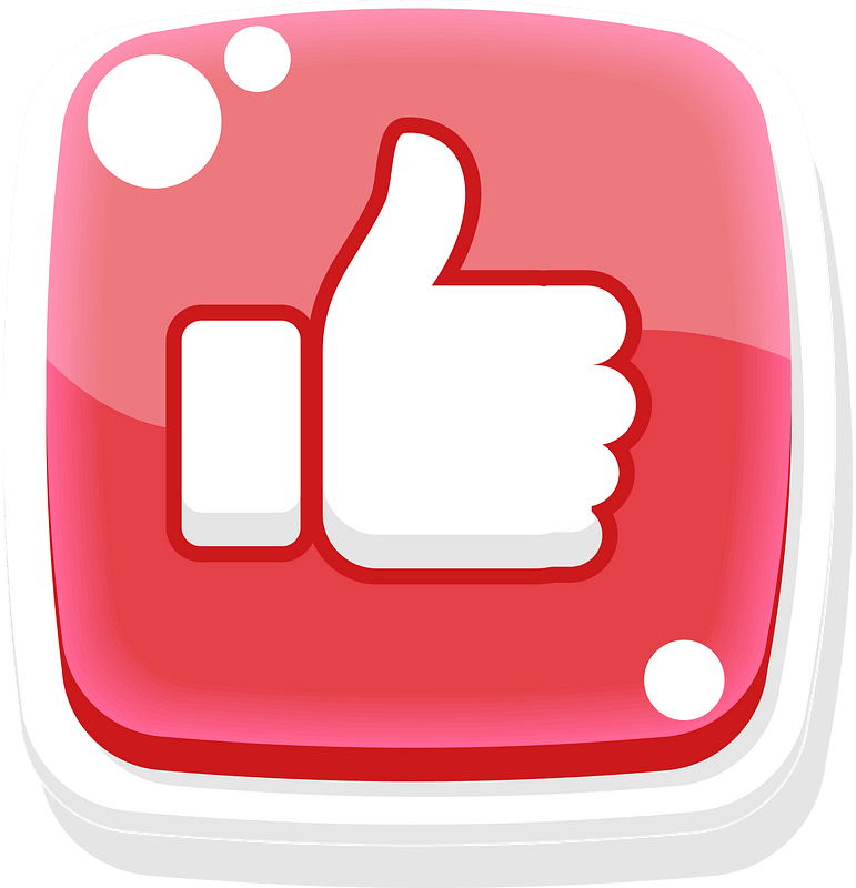 Rounded red thumbs up like button