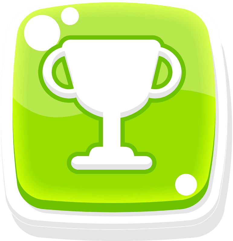 Rounded green trophy button