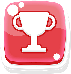 Rounded red trophy button