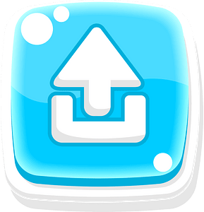 Rounded blue upload button