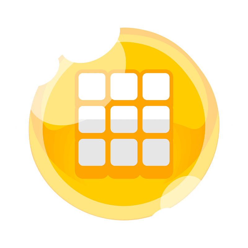 Round yellow apps menu button