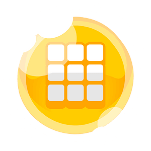 Round yellow apps menu button