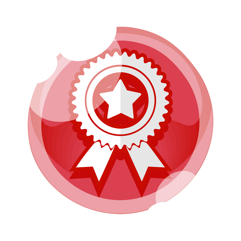 Round red award button