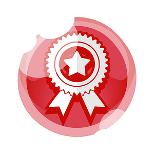 Round red award button