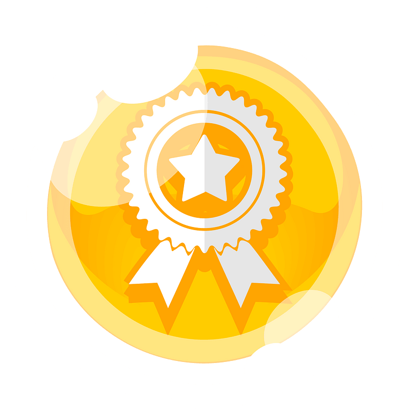 Round yellow award button