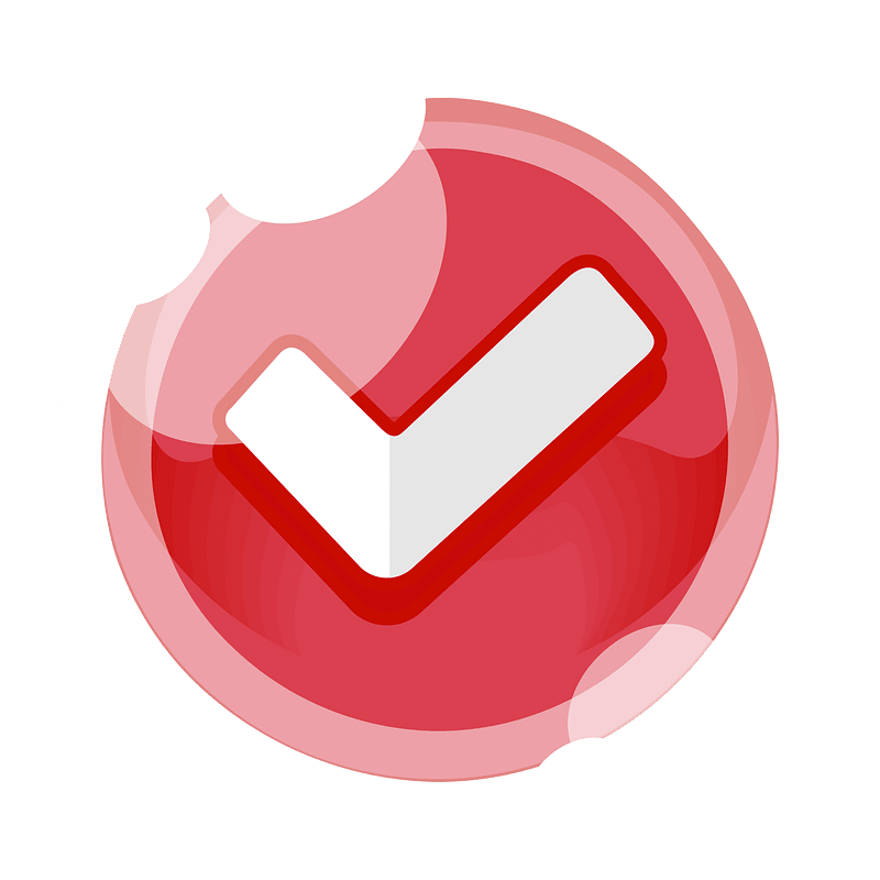 Round red check mark button