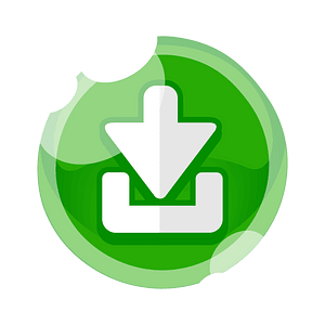 Round green download button