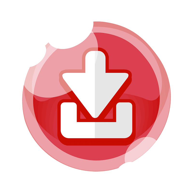 Round red download button