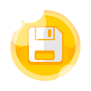 Round yellow floppy button