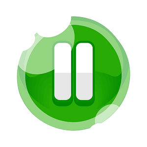 Round green pause button