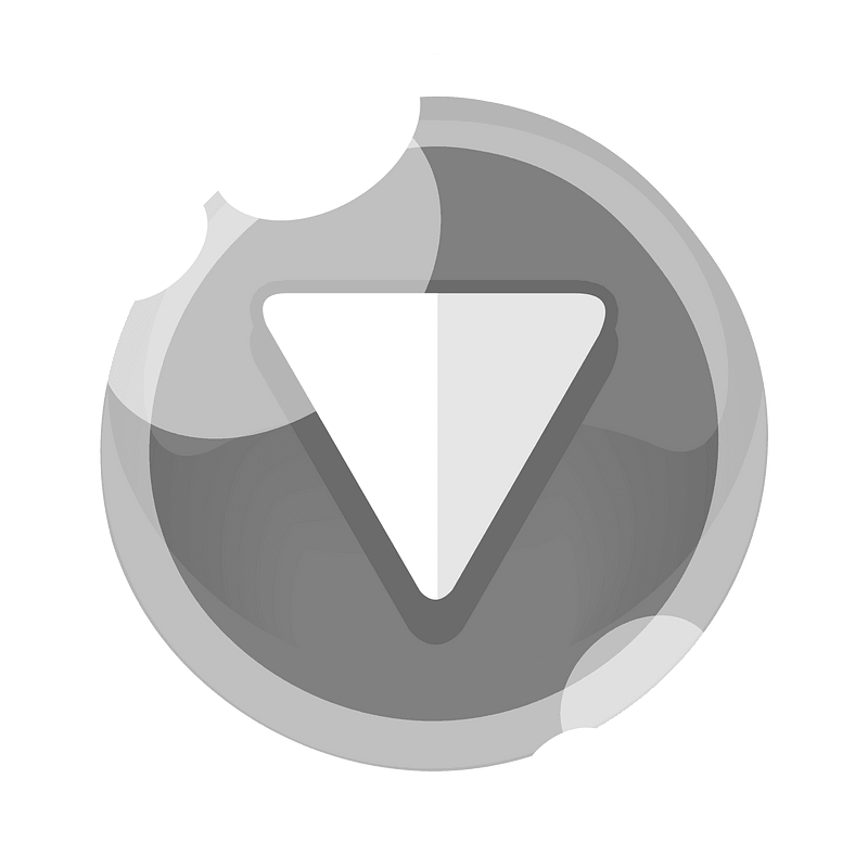 Round grey play button down