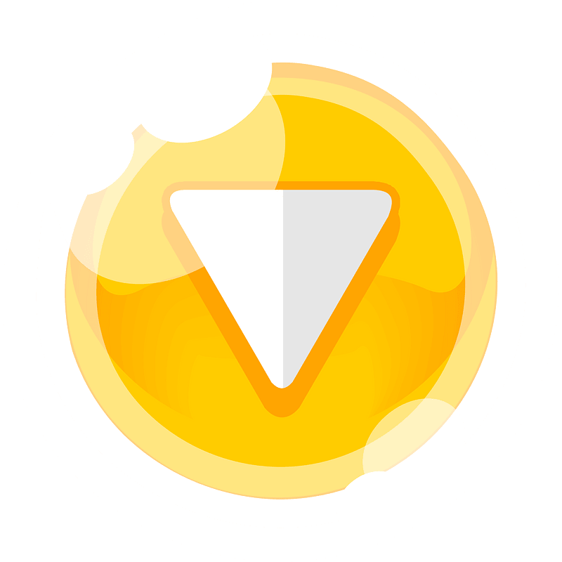 Round yellow play button down