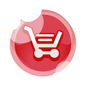 Round red shopping button