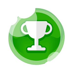 Round green trophy button