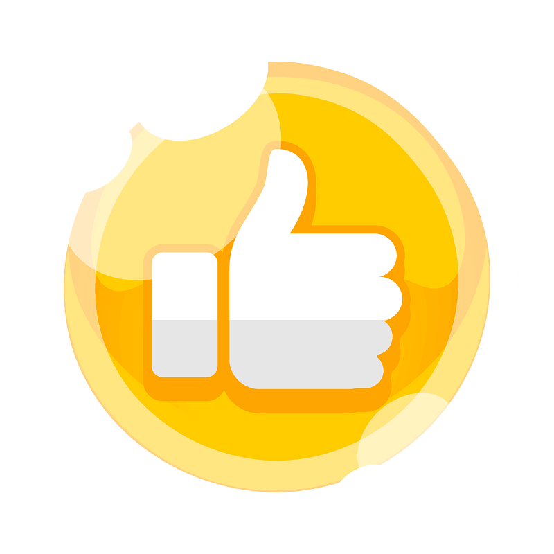 Round yellow thumbs up like button