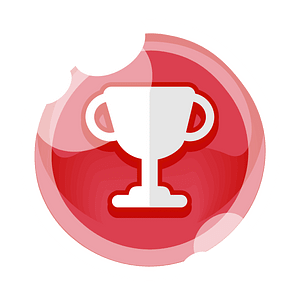 Round red trophy button