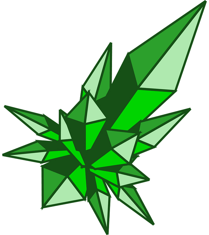 Many big green crystals right