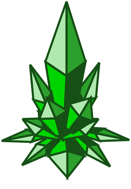 Straight big green crystal