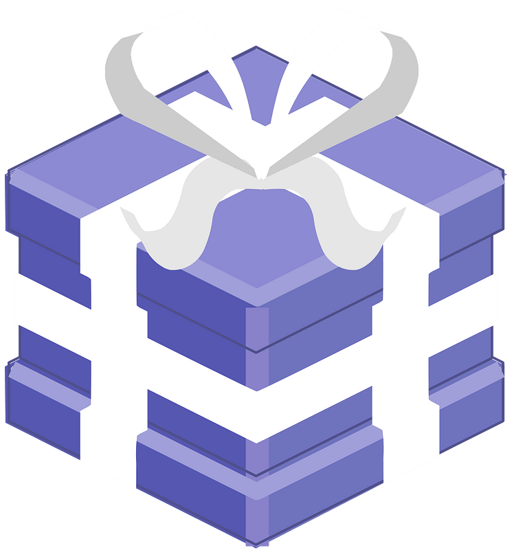 Blue isometric xmas gift