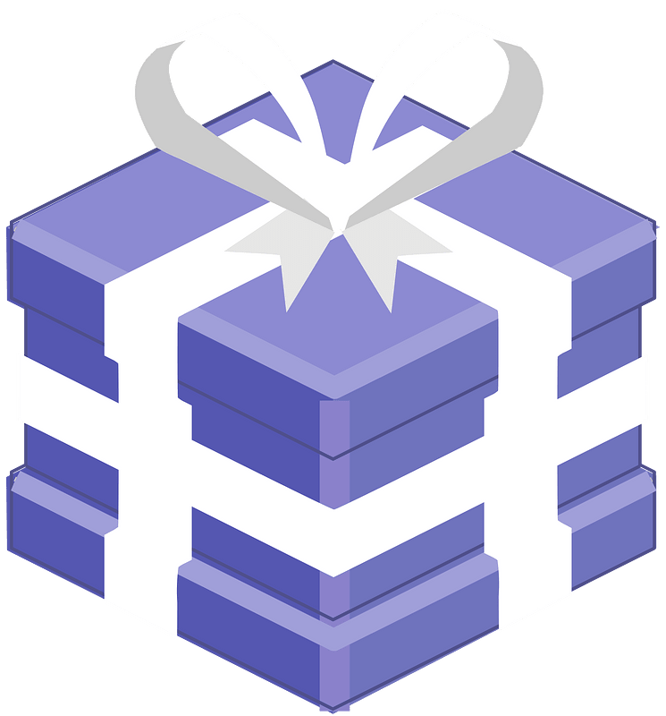 Blue isometric xmas gift