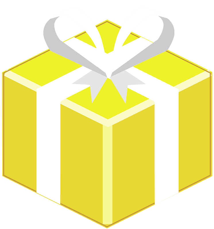 Yellow isometric xmas gift