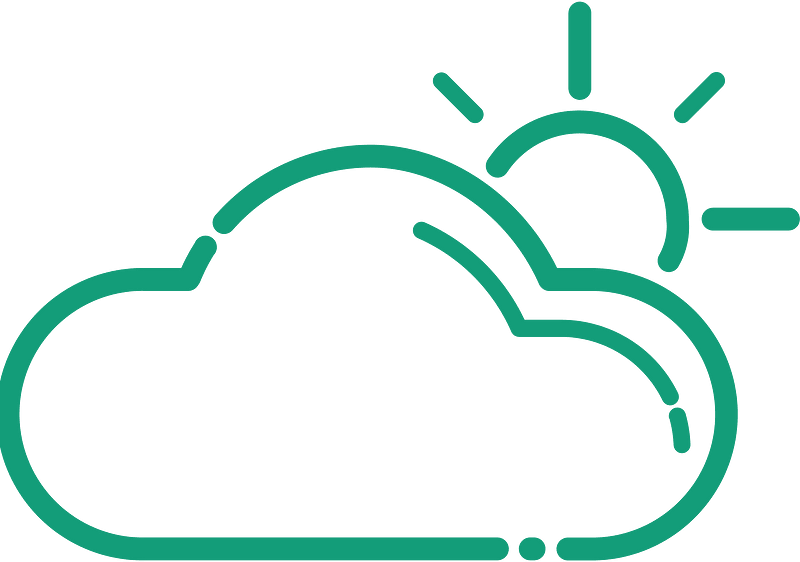 Green cloud with a shining sun