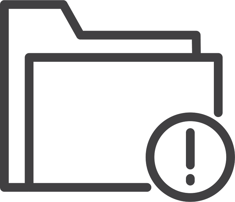 Black folder with an exclamation sign