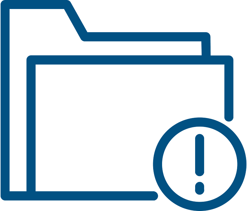 Blue folder with an exclamation sign