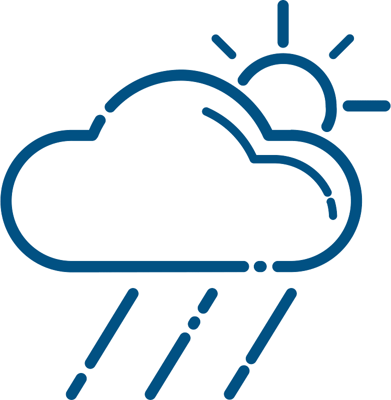 Raining cloud with a sun blue