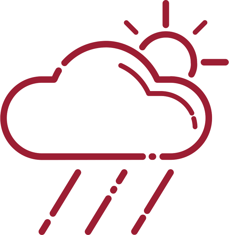 Raining cloud with a sun red