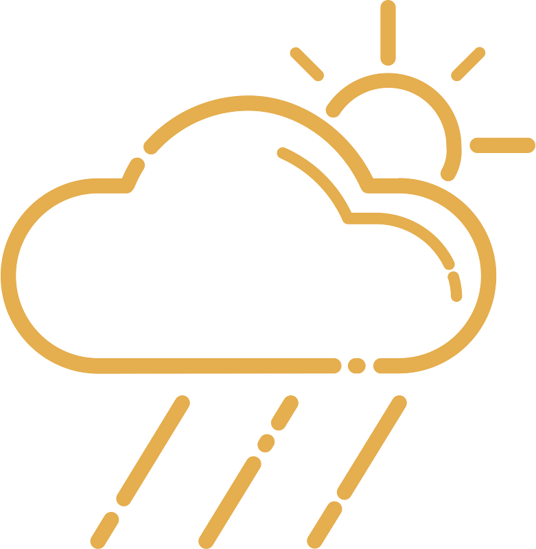 Raining cloud with a sun yellow