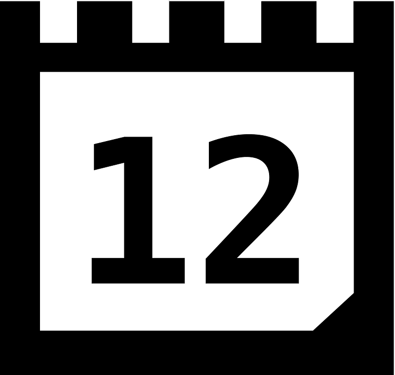 Black calendar 12 date