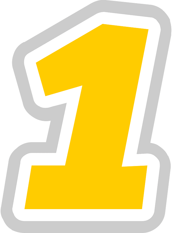 Yellow math digit 1-01 one
