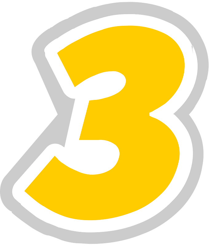 Yellow math digit 1-03 three