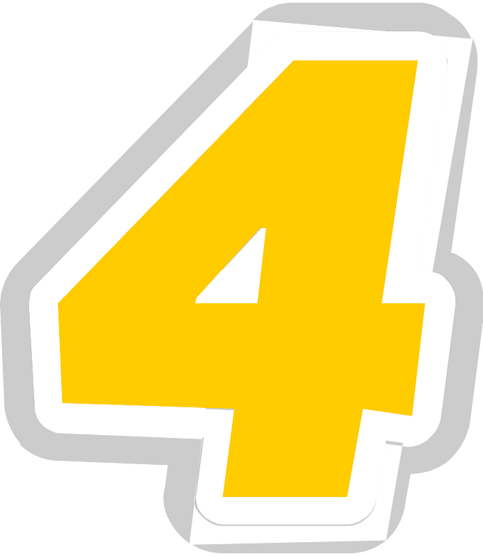 Yellow math digit 1-04 four