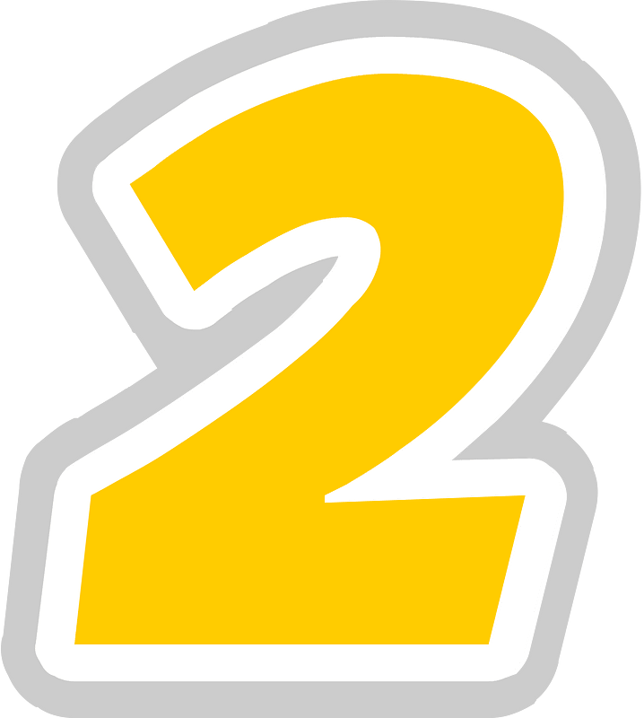 Yellow math digit 1-02 two