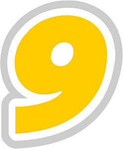 Yellow math digit 1-09 nine