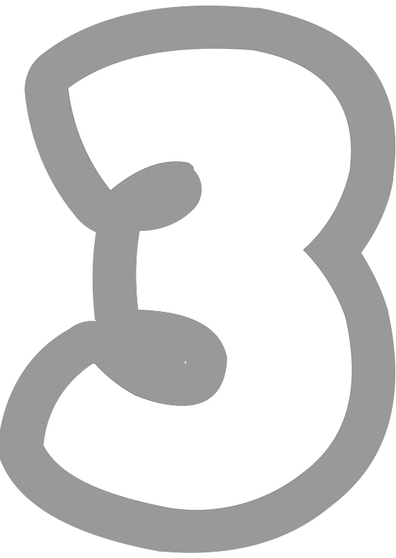 Grey math digit 5-03 three