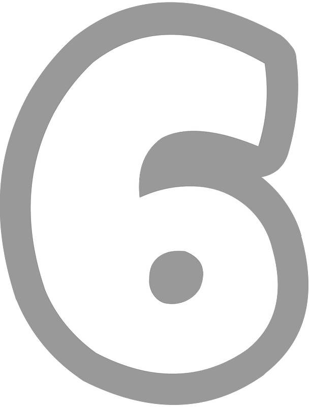 Grey math digit 5-06 six