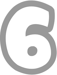 Grey math digit 5-06 six