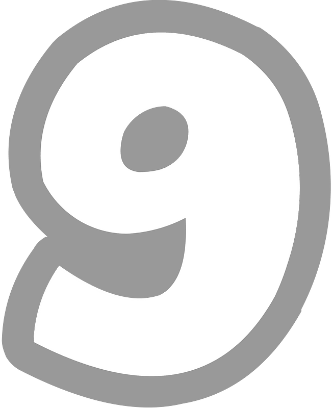 Grey math digit 5-09 nine