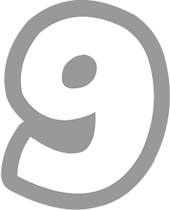 Grey math digit 5-09 nine