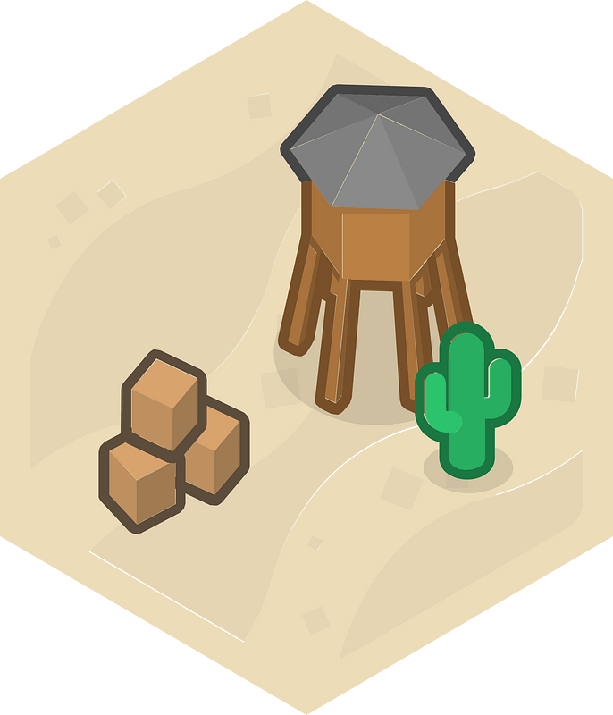 Hexagon built up beige land 05 tower