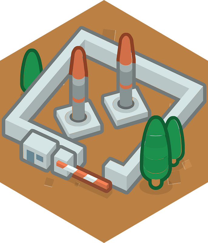 Hexagon built up brown land 02 rockets