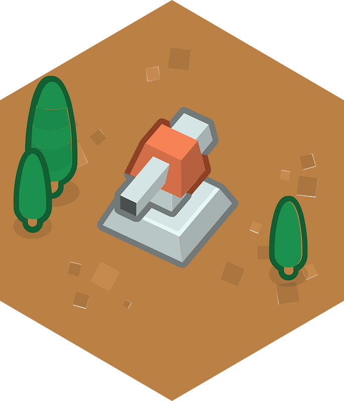 Hexagon built up brown land 03 turret