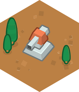 Hexagon built up brown land 03 turret