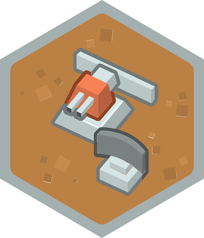 Hexagon built up brown land 04 turret