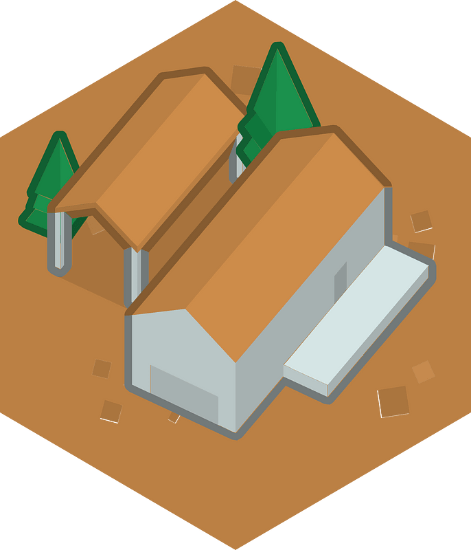 Hexagon built up brown land 10 farm